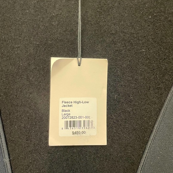 Cuyana Fleece High-Low Jacket with Patch Leather Pockets Black Size Large - Picture 6 of 9